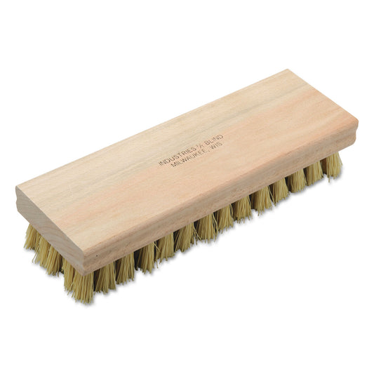 AbilityOne 7920002407174, SKILCRAFT Hand Scrub Brush, White or Gold Polypropylene Bristles, 8" Brush, 8" Tan Hardwood Handle