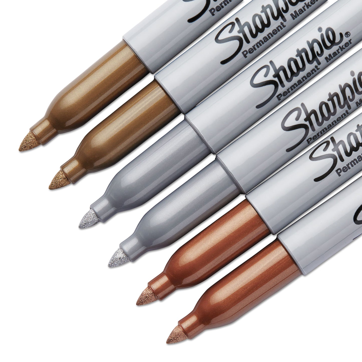 Sharpie Metallic Fine Point Permanent Markers, Fine Bullet Tip, Gold-Silver-Bronze, 6/Pack (1829201)