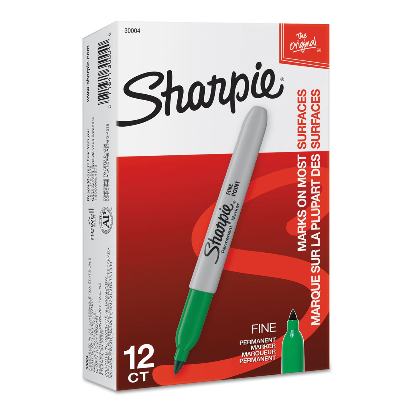 Sharpie Fine Bullet Tip Permanent Marker, Green, Dozen (30004)