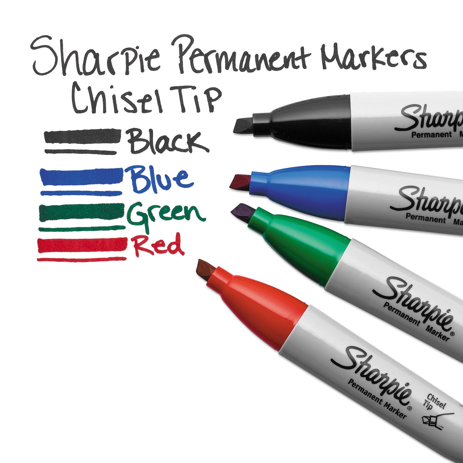 Sharpie Chisel Tip Permanent Marker, Medium Chisel Tip, Red, Dozen (38202)