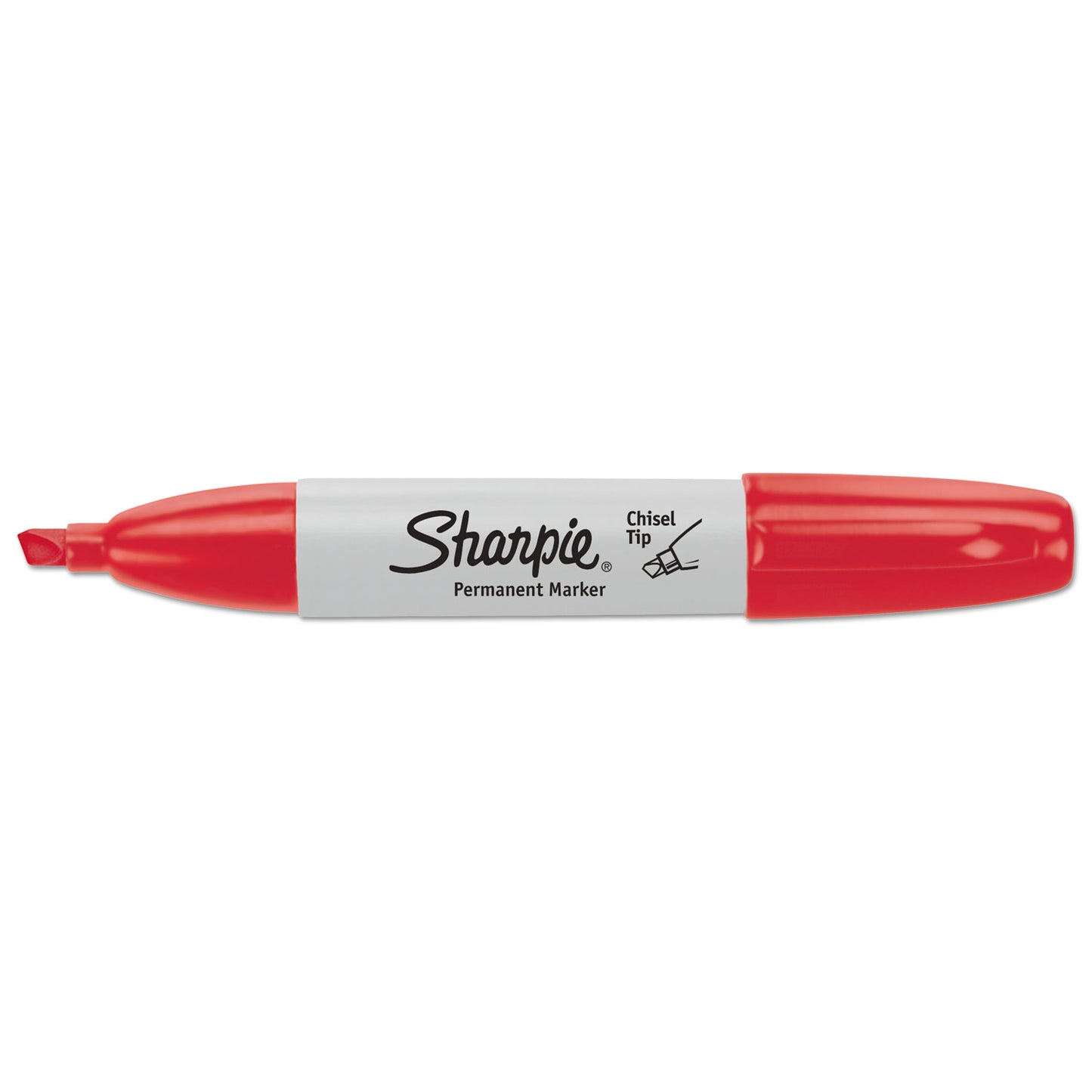 Sharpie Chisel Tip Permanent Marker, Medium Chisel Tip, Red, Dozen (38202)
