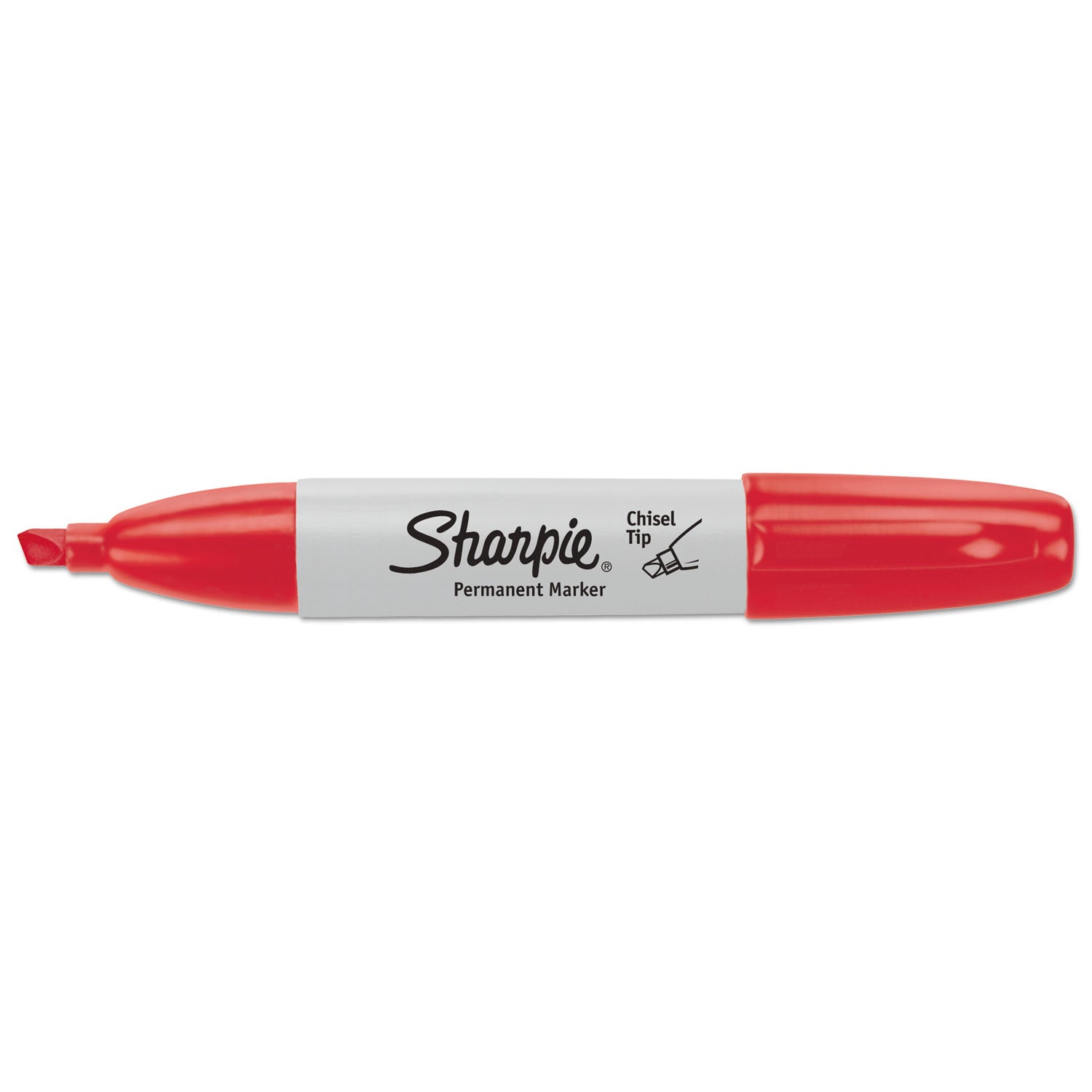 Sharpie Chisel Tip Permanent Marker, Medium Chisel Tip, Red, Dozen (38202)