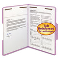 Smead Top Tab Colored Fastener Folders, 0.75" Expansion, 2 Fasteners, Letter Size, Lavender Exterior, 50/Box (12440)