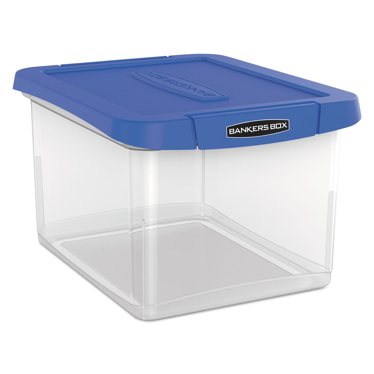 Bankers Box Heavy Duty Plastic File Storage, Letter/Legal Files, 14" x 17.38" x 10.5", Clear/Blue (0086201)