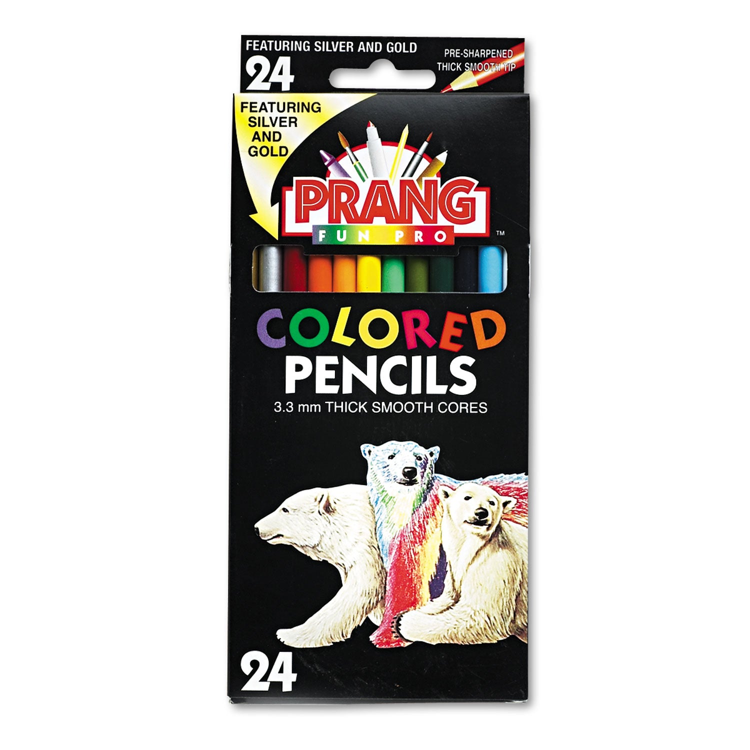 Prang Colored Pencil Sets, 3.3 mm, 2B, Assorted Lead and Barrel Colors, 24/Pack (22240)