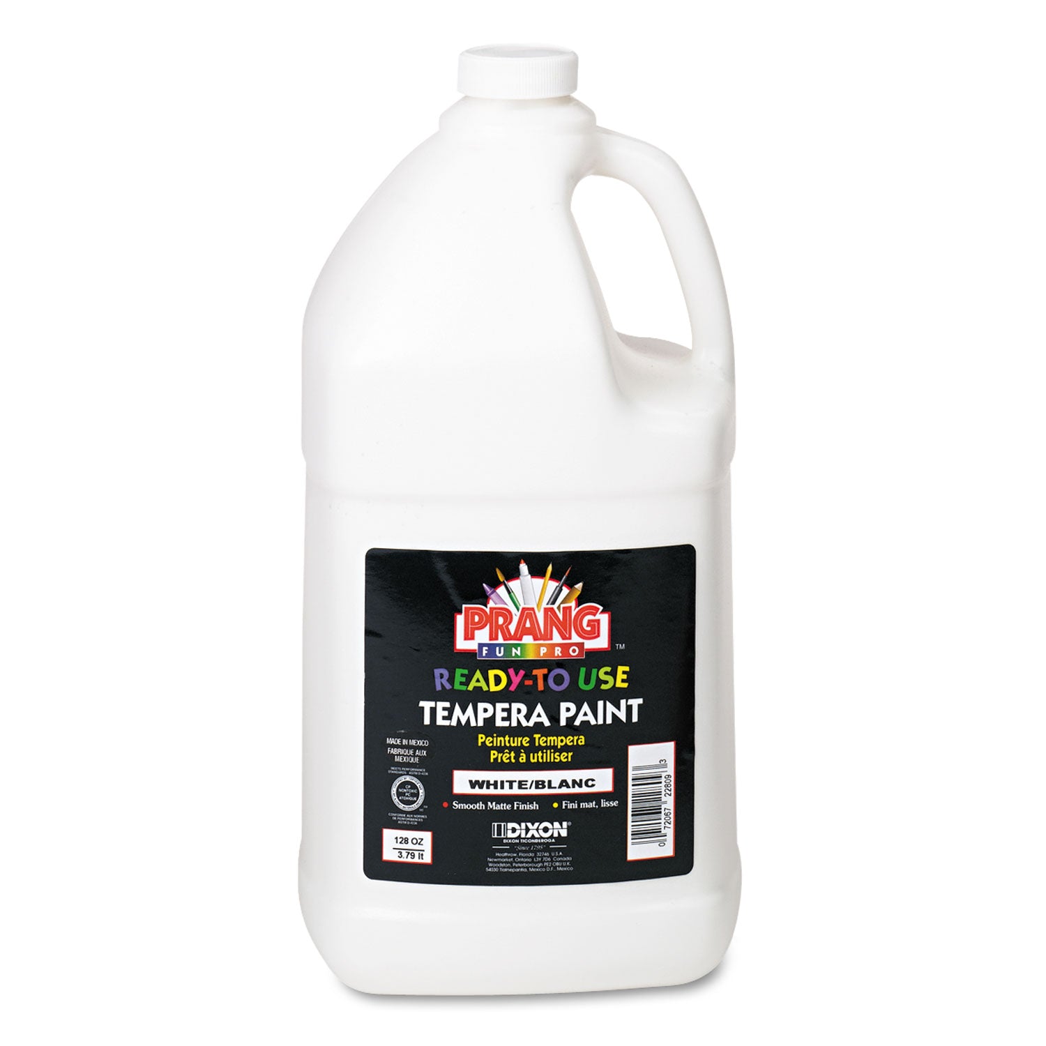 Prang Ready-to-Use Tempera Paint, White, 1 gal Bottle (22809)
