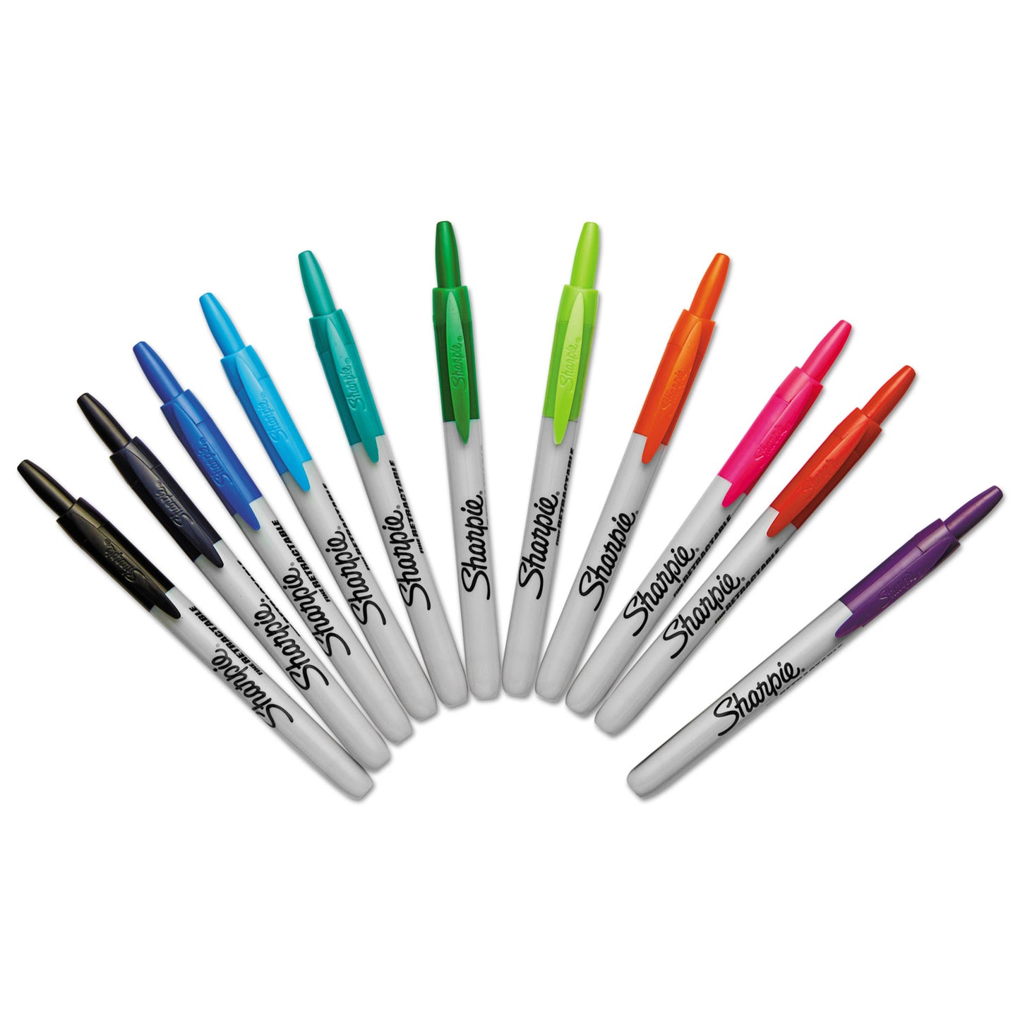 Sharpie Retractable Permanent Marker, Fine Bullet Tip, Assorted Colors, 12/Set (32707)