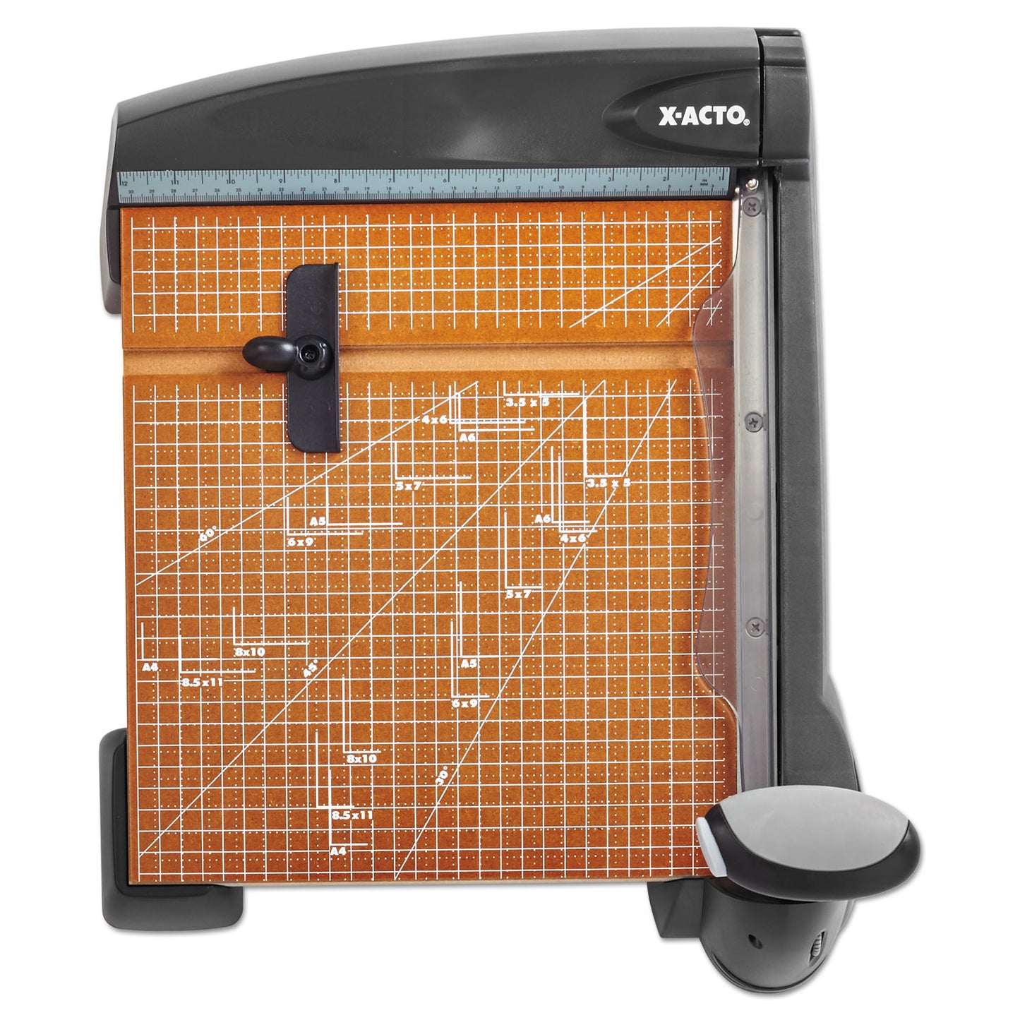 X-ACTO 12-Sheet Laser Guillotine Trimmer, 2" Cut Length, Wood Base, 12 x 12 (26642LMR)