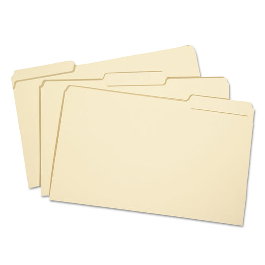 AbilityOne 7530002822508, SKILCRAFT Manila File Folder, 1/3-Cut Tabs: Assorted, Legal Size, 0.75" Expansion, Manila, 100/Box