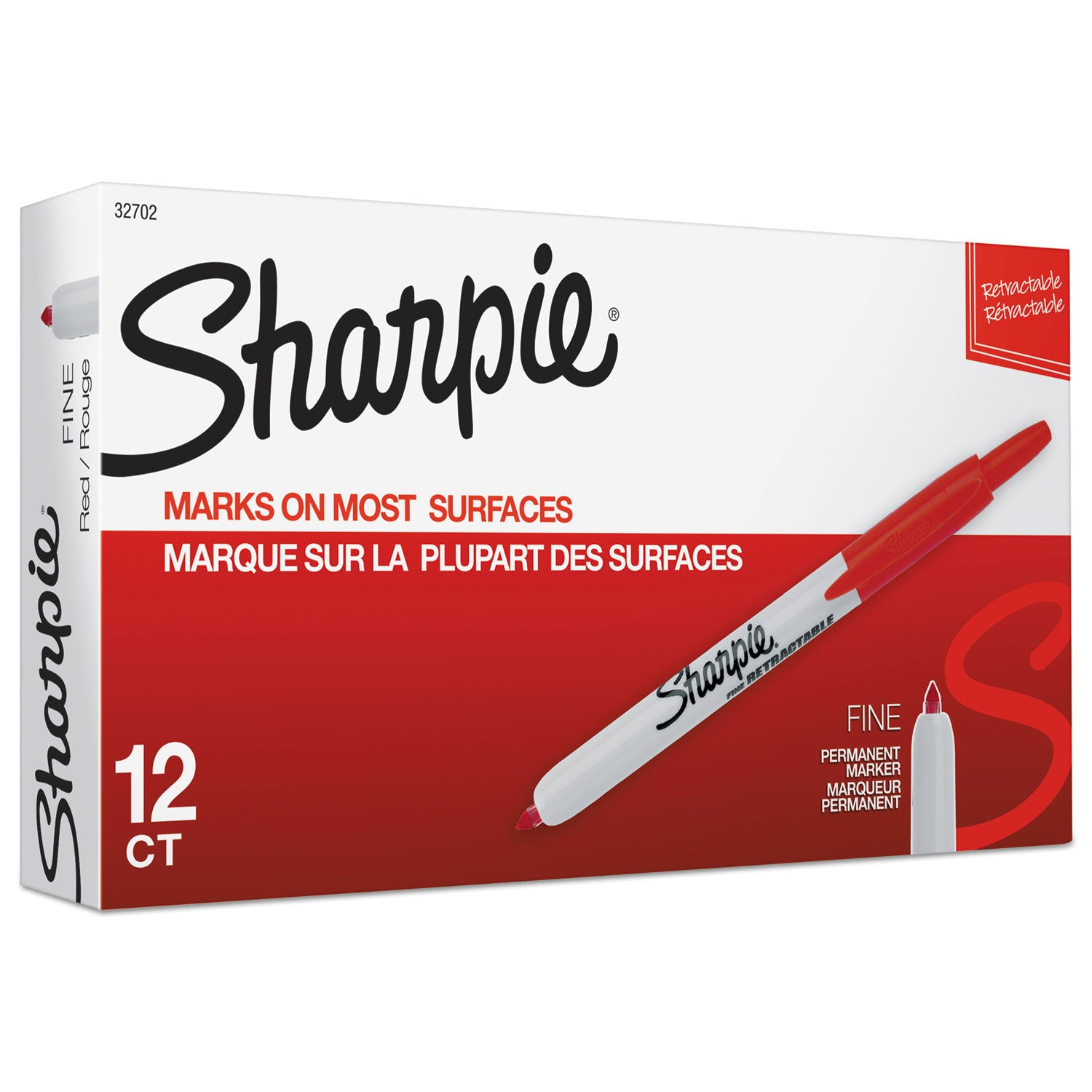 Sharpie Retractable Permanent Marker, Fine Bullet Tip, Red (32702)