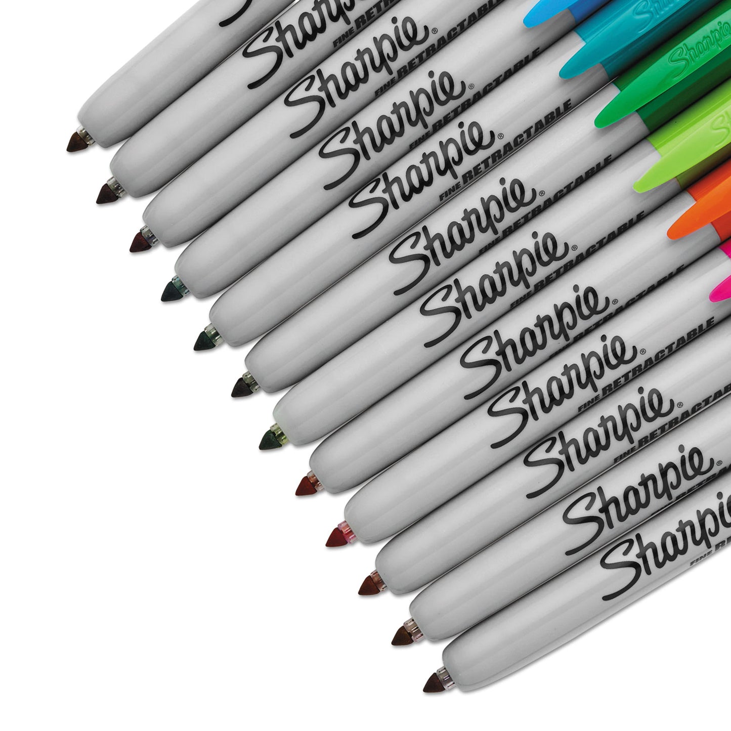 Sharpie Retractable Permanent Marker, Fine Bullet Tip, Assorted Colors, 12/Set (32707)