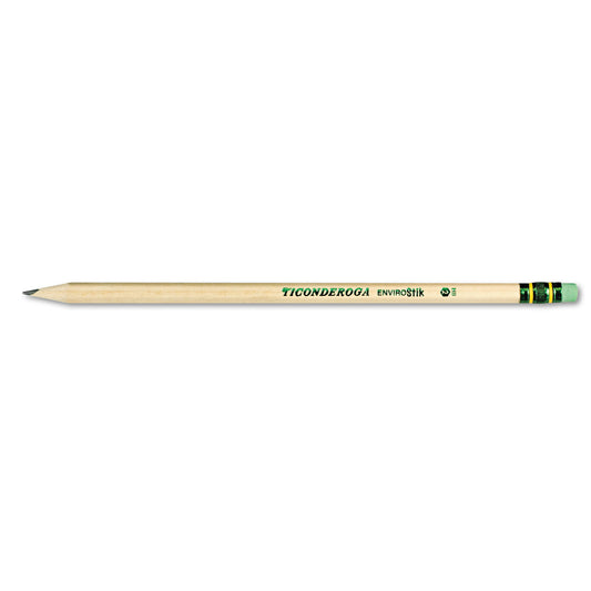 Ticonderoga EnviroStiks Pencil, HB (#2), Black Lead, Natural Woodgrain Barrel, Dozen (96212)