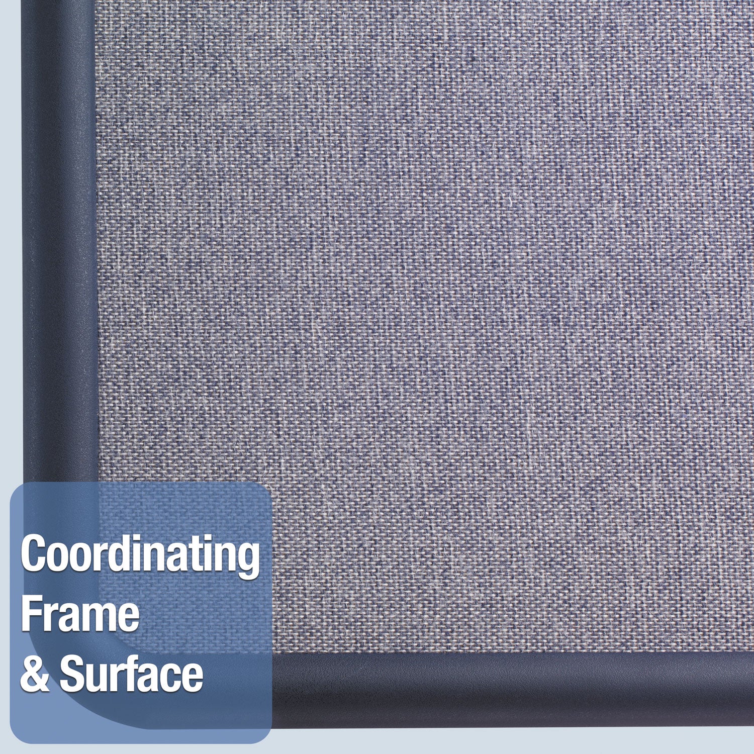 Quartet Contour Fabric Bulletin Board, 36 x 24, Light Blue Surface, Navy Blue Plastic Frame (7693BE)