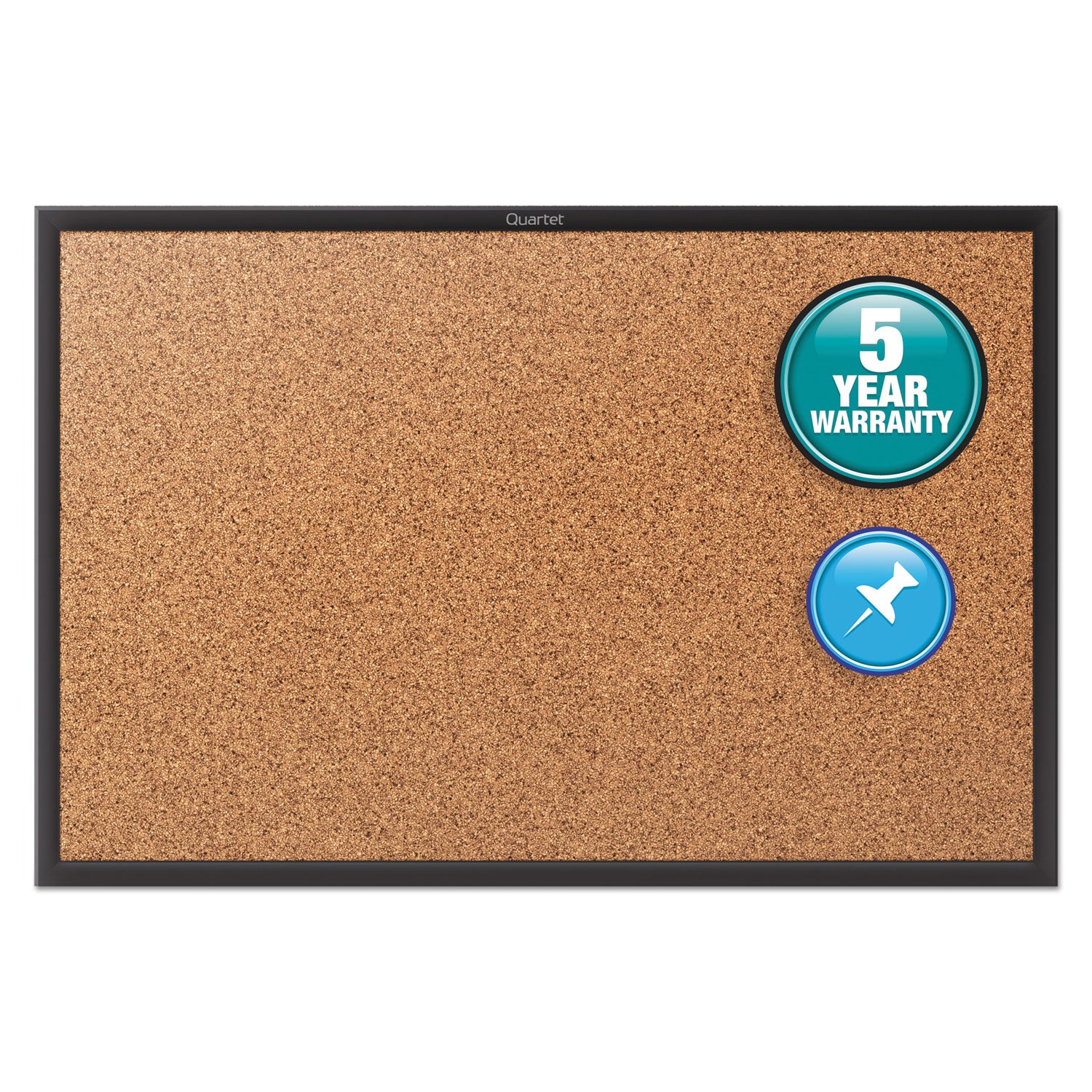 Quartet Classic Series Cork Bulletin Board, 36 x 24, Tan Surface, Black Aluminum Frame (2303B)