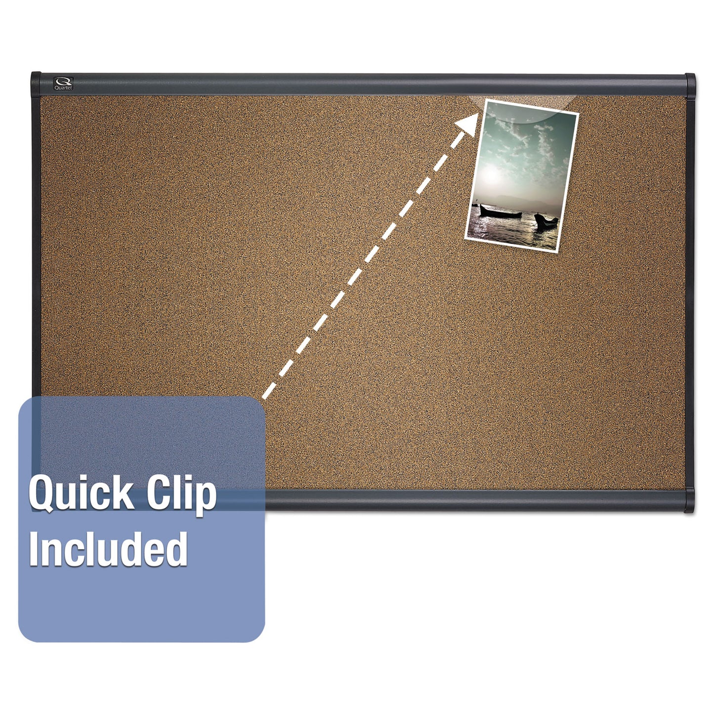 Quartet Prestige Colored Cork Bulletin Board, 36 x 24, Brown Surface, Graphite Gray Fiberboard/Plastic Frame (B243G)