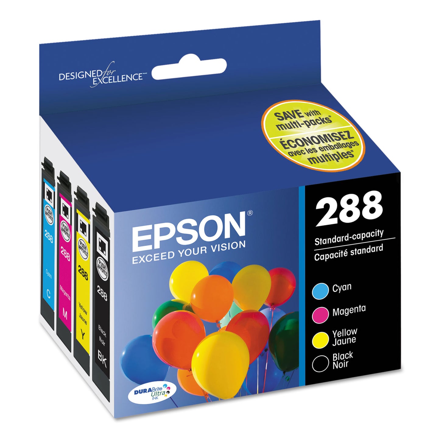 Epson T288120-BCS DURABrite Ultra Ink, Black/Cyan/Magenta/Yellow