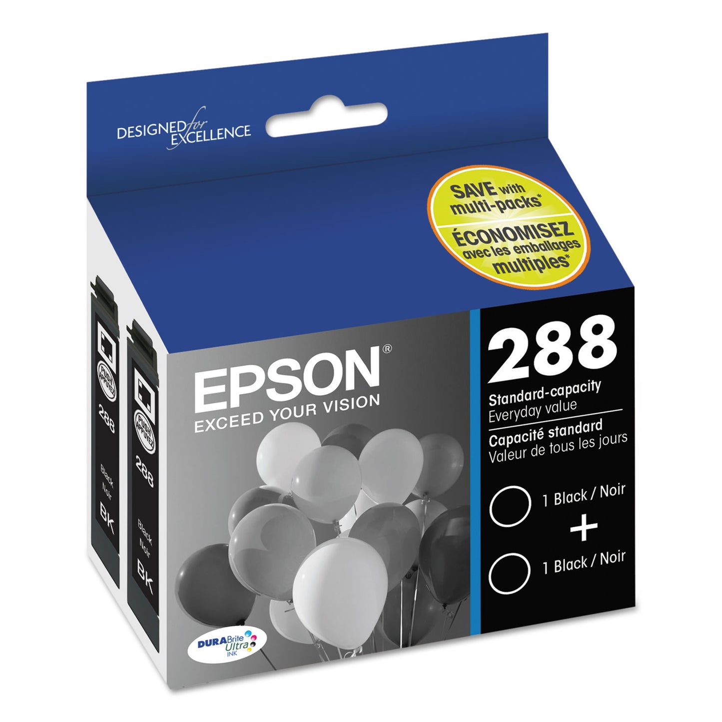 Epson T288120-D2 (288) DURABrite Ultra Ink, Black, 2/Pack