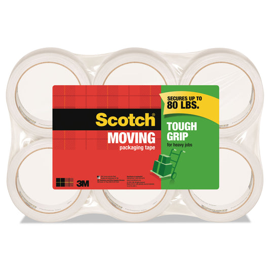 Scotch Tough Grip Moving Packaging Tape, 3" Core, 1.88" x 54.6 yds, Clear, 6/Pack (35006ESF)