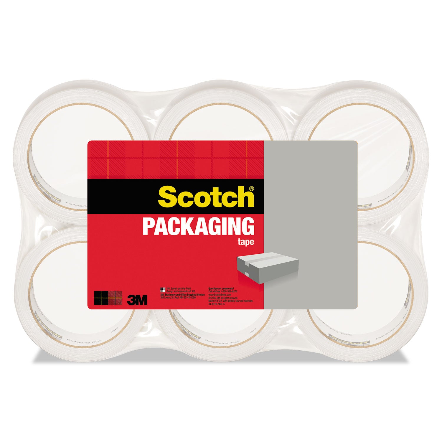 Scotch 3350 General Purpose Packaging Tape, 3" Core, 1.88" x 109 yds, Clear, 6/Pack (3350L6)