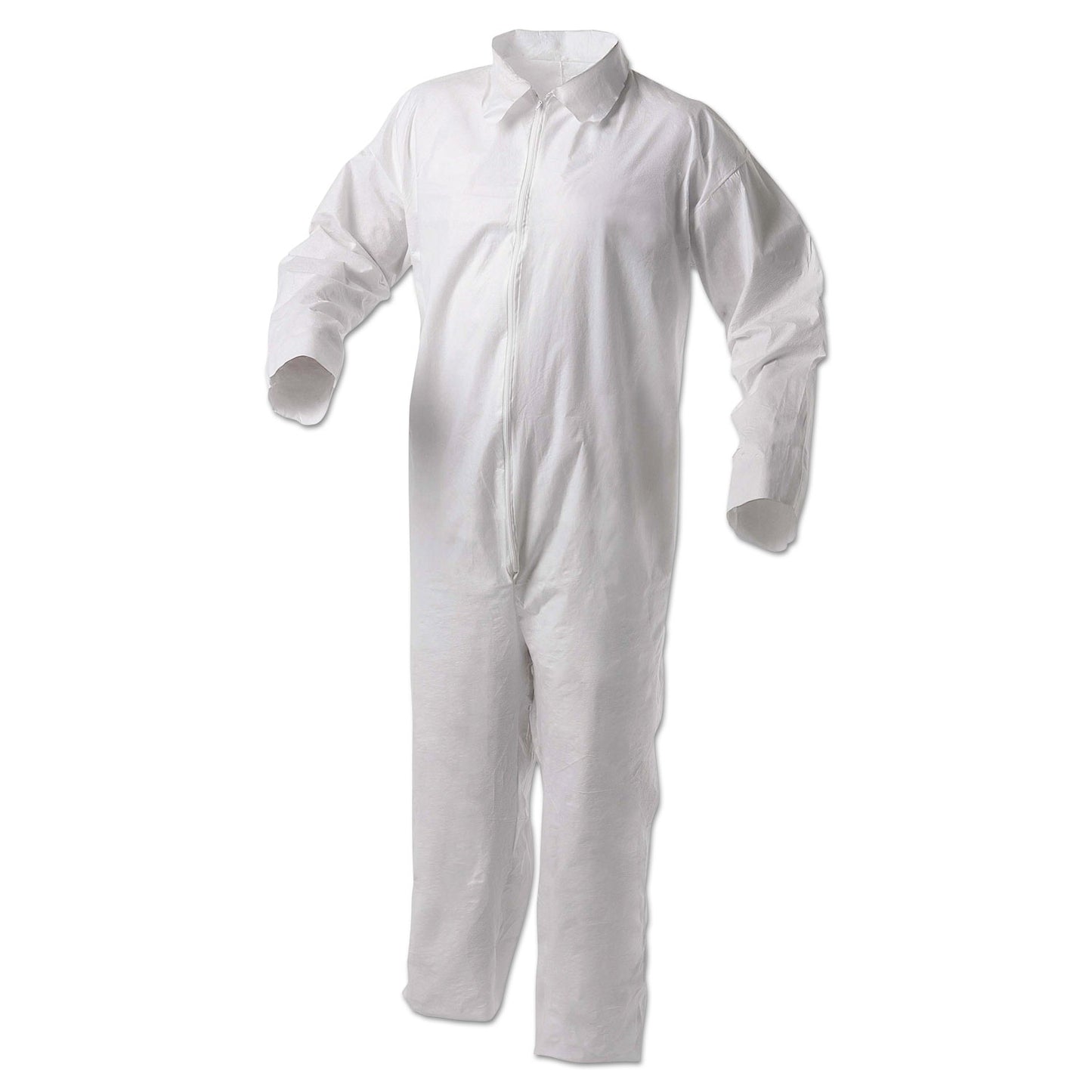 KleenGuard A35 Liquid and Particle Protection Coveralls, Zipper Front, Large, White, 25/Carton (38918)