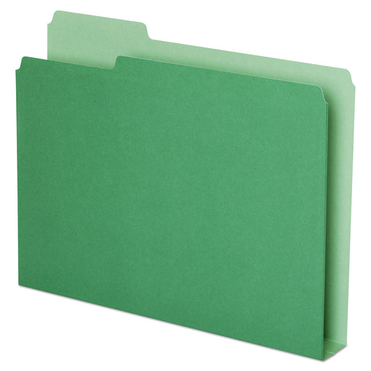 Pendaflex Double Stuff File Folders, 1/3-Cut Tabs: Assorted, Letter Size, 1.5" Expansion, Green, 50/Pack (54457)