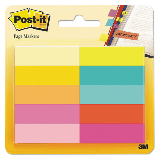 Post-it Page Flag Markers, Assorted Bright Colors, 50 Sheets/Pad, 10 Pads/Pack (67010AB)