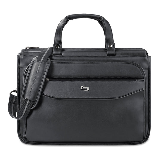 SOLO Harrison Briefcase, Fits Devices Up to 15.6", Vinyl, 16.75 x 7.75 x 12, Black (CLS3464)