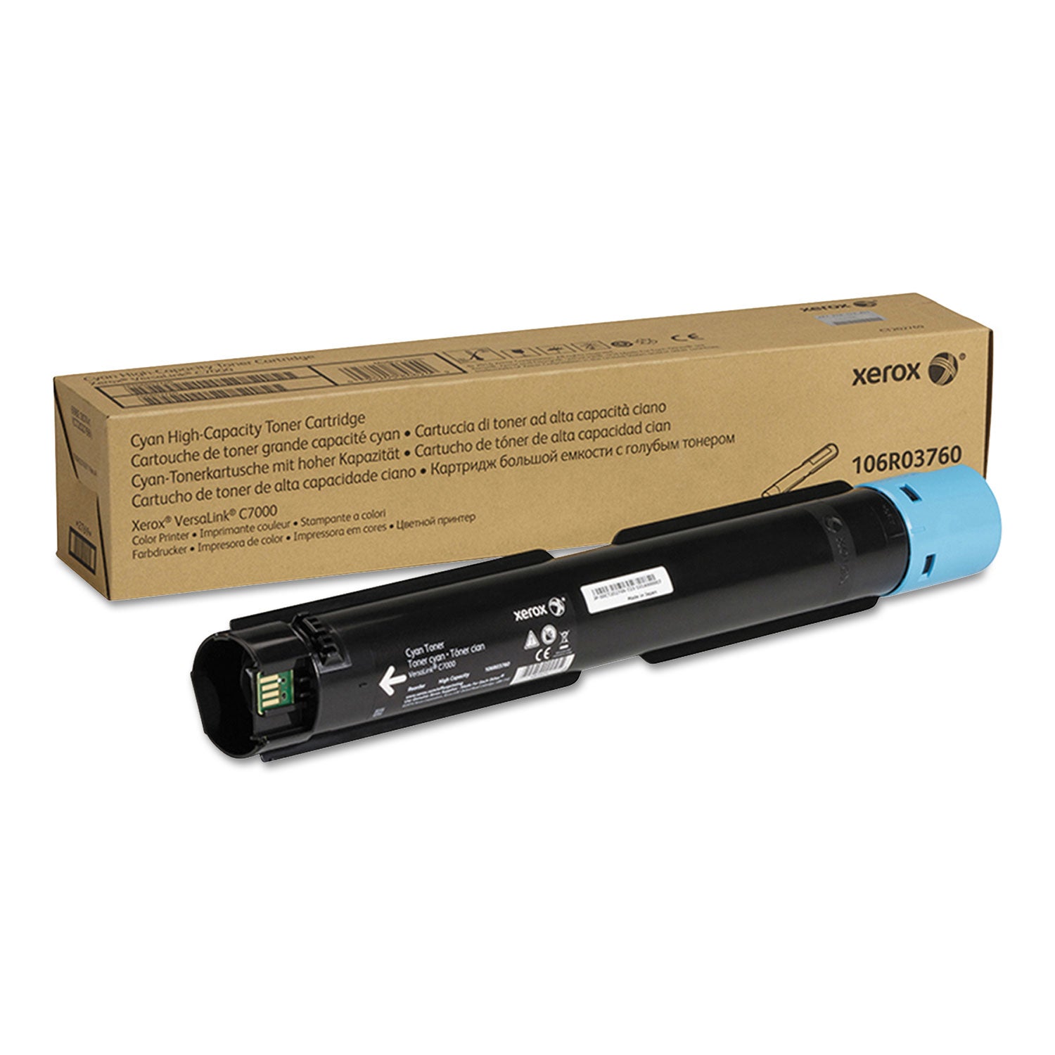 Xerox 106R03760 High-Yield Toner, 10,100 Page-Yield, Cyan