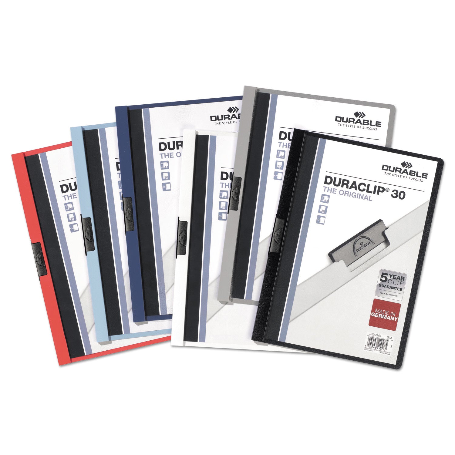 Durable DuraClip Report Cover, Clip Fastener, 8.5 x 11, Clear/Navy, 25/Box (220328)