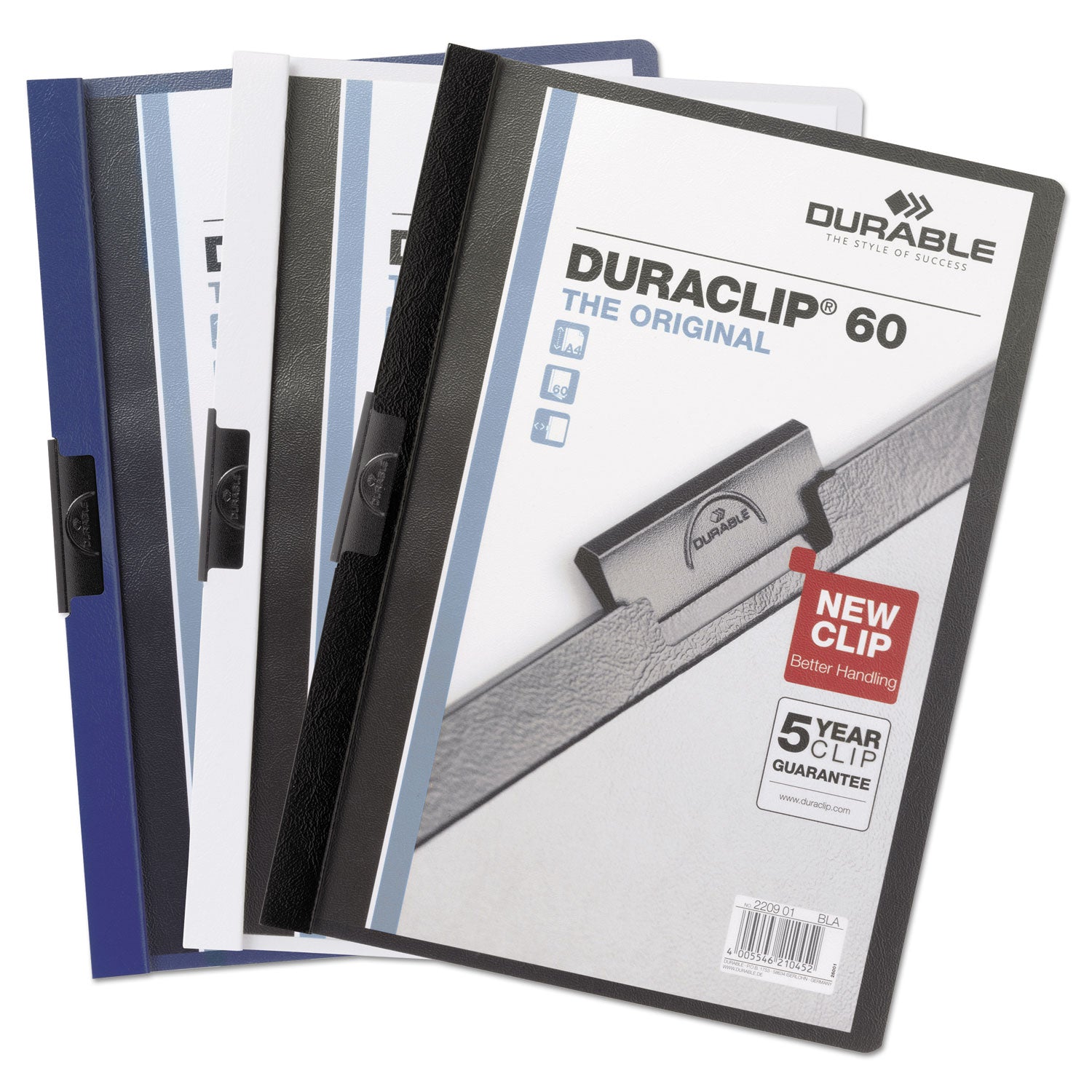 Durable DuraClip Report Cover with Clip Fastener, 8.5 x 11, Clear/Navy, 25/Box (221428)