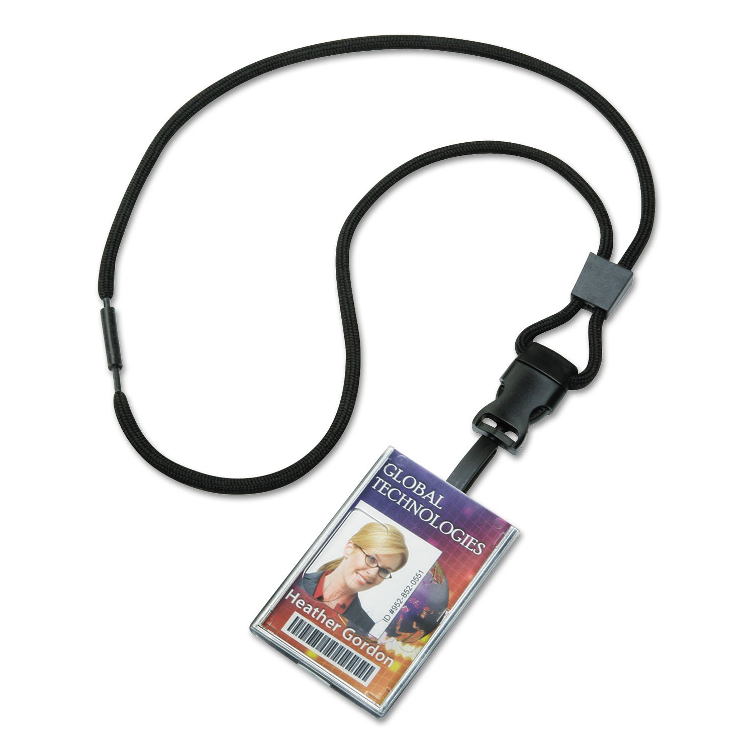 AbilityOne 8455016130195, SKILCRAFT Breakaway Lanyard/Smart Card Holder, Plastic Swivel Hook Fastener, 36" Long, Polyester, Black, Dozen