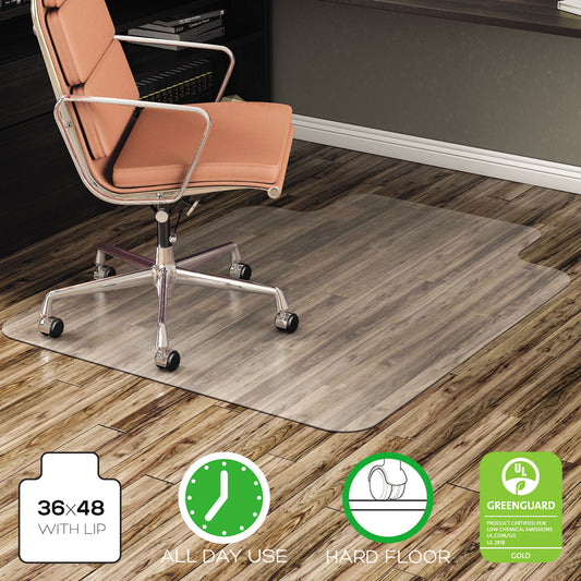 Alera All Day Use Non-Studded Chair Mat for Hard Floors, 36 x 48, Lipped, Clear (MAT3648HFL)