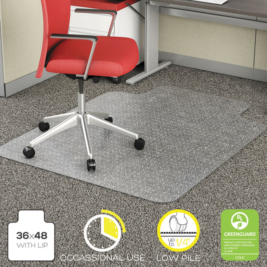 Deflecto EconoMat Occasional Use Chair Mat, Low Pile Carpet, Roll, 36 x 48, Lipped, Clear (CM11112COM)