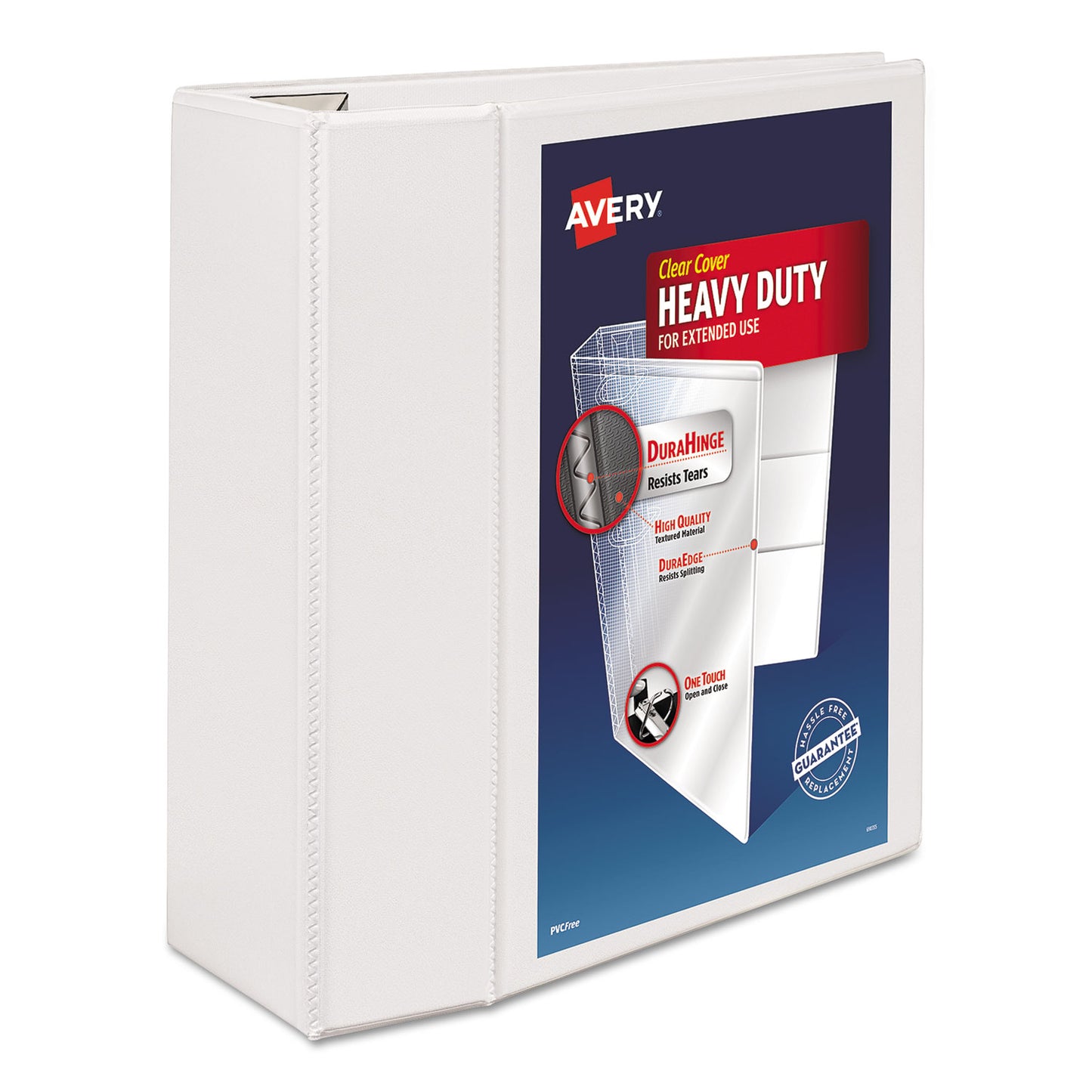 Avery Heavy-Duty View Binder with DuraHinge and Locking One Touch EZD Rings, 3 Rings, 5" Capacity, 11 x 8.5, White (79106)