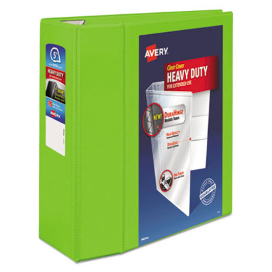 Heavy-Duty View Binder with DuraHinge and Locking One Touch EZD Rings, 3 Rings, 5" Capacity, 11 x 8.5, Chartreuse