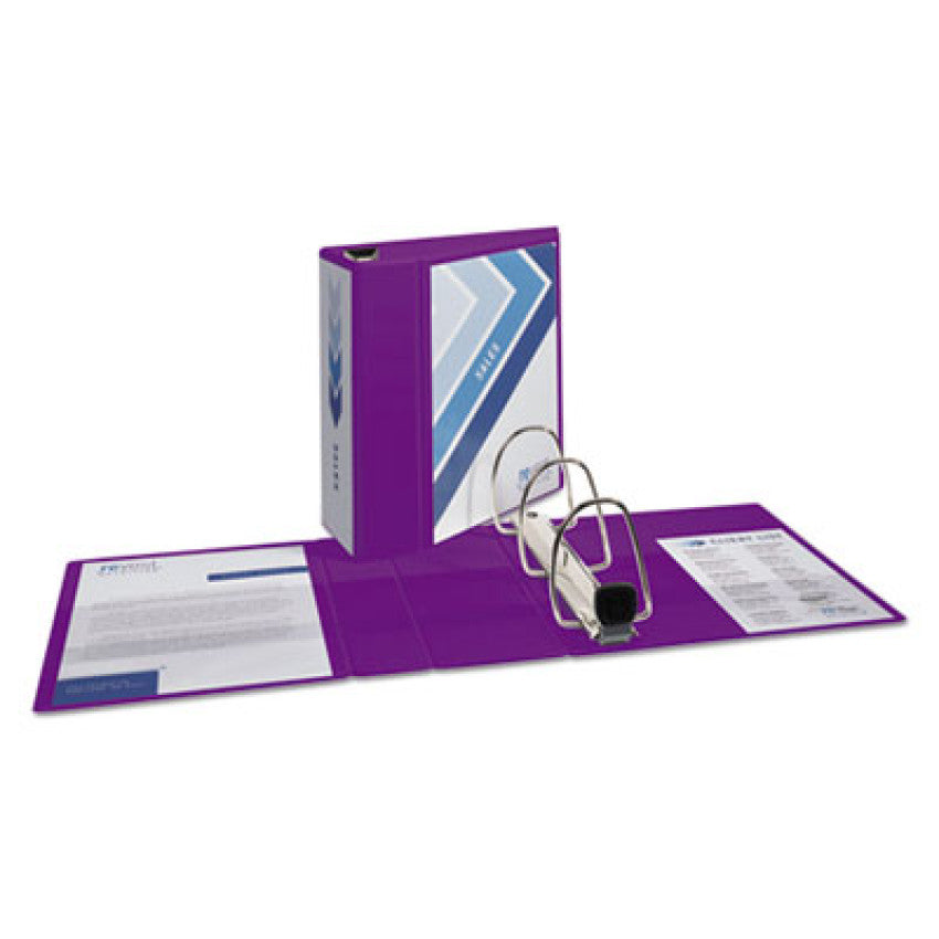 Heavy-Duty View Binder with DuraHinge and Locking One Touch EZD Rings, 3 Rings, 5" Capacity, 11 x 8.5, Purple