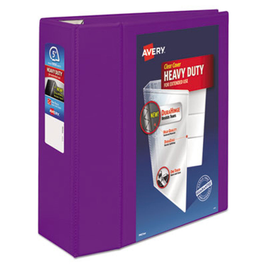 Heavy-Duty View Binder with DuraHinge and Locking One Touch EZD Rings, 3 Rings, 5" Capacity, 11 x 8.5, Purple