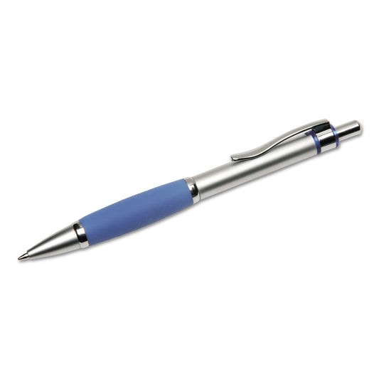 AbilityOne 7520014457230, SKILCRAFT Precision 305 Ballpoint Pen, Retractable, Medium 1 mm, Blue Ink, Silver Barrel, Dozen