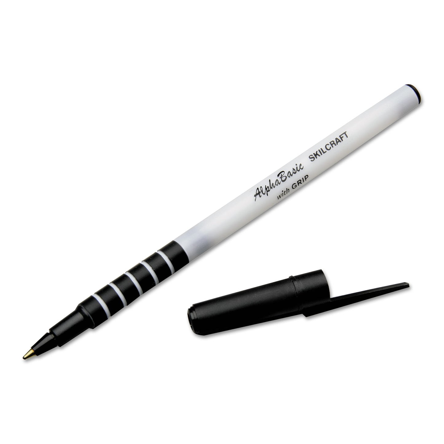 AbilityOne 7520015573155, SKILCRAFT AlphaBasic Ballpoint Pen, Stick, Medium 1 mm, Black Ink, White Barrel, Dozen