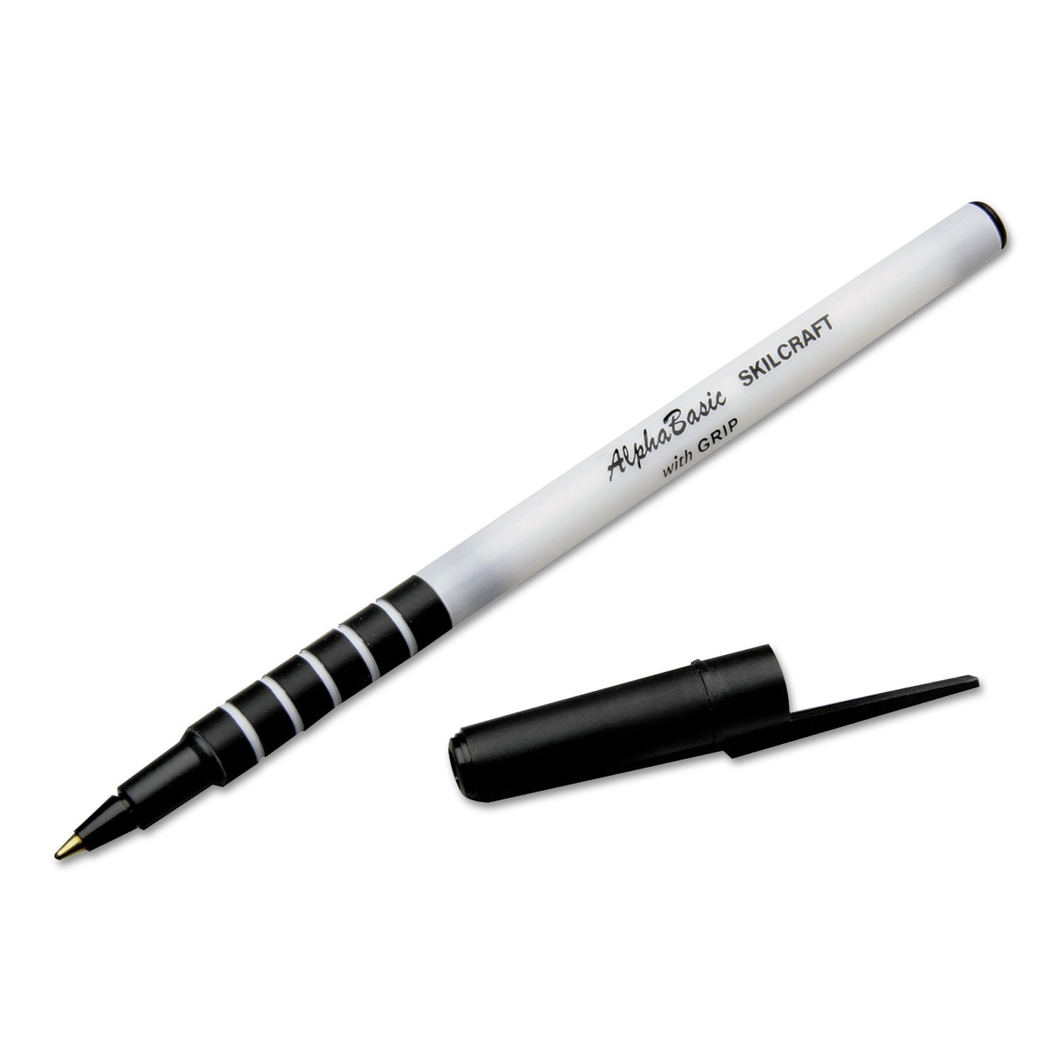 AbilityOne 7520015573155, SKILCRAFT AlphaBasic Ballpoint Pen, Stick, Medium 1 mm, Black Ink, White Barrel, Dozen