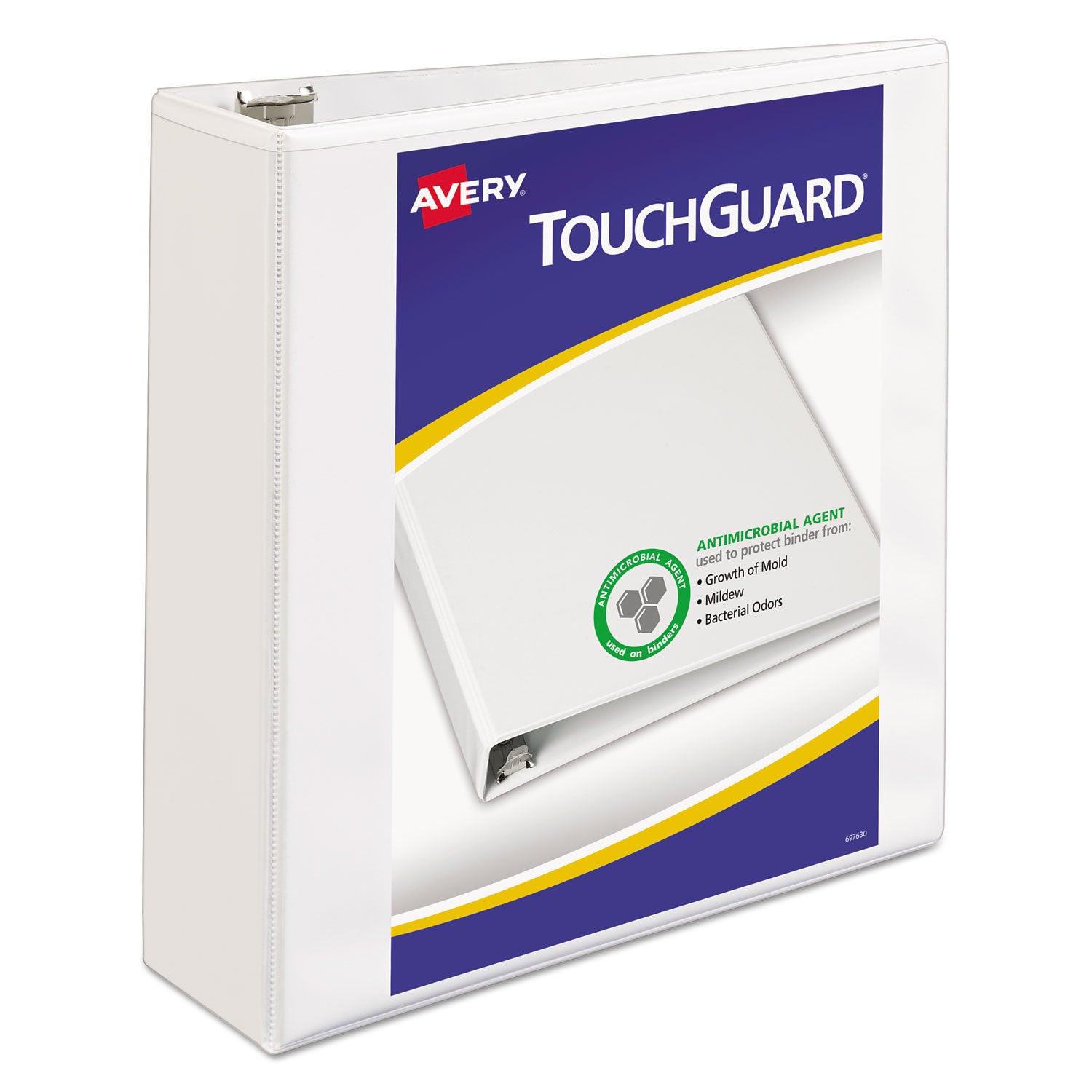 Avery TouchGuard Protection Heavy-Duty View Binders with Slant Rings, 3 Rings, 3" Capacity, 11 x 8.5, White (17144)