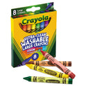 Crayola Ultra-Clean Washable Crayons, Large, 8 Colors/Box (523280)