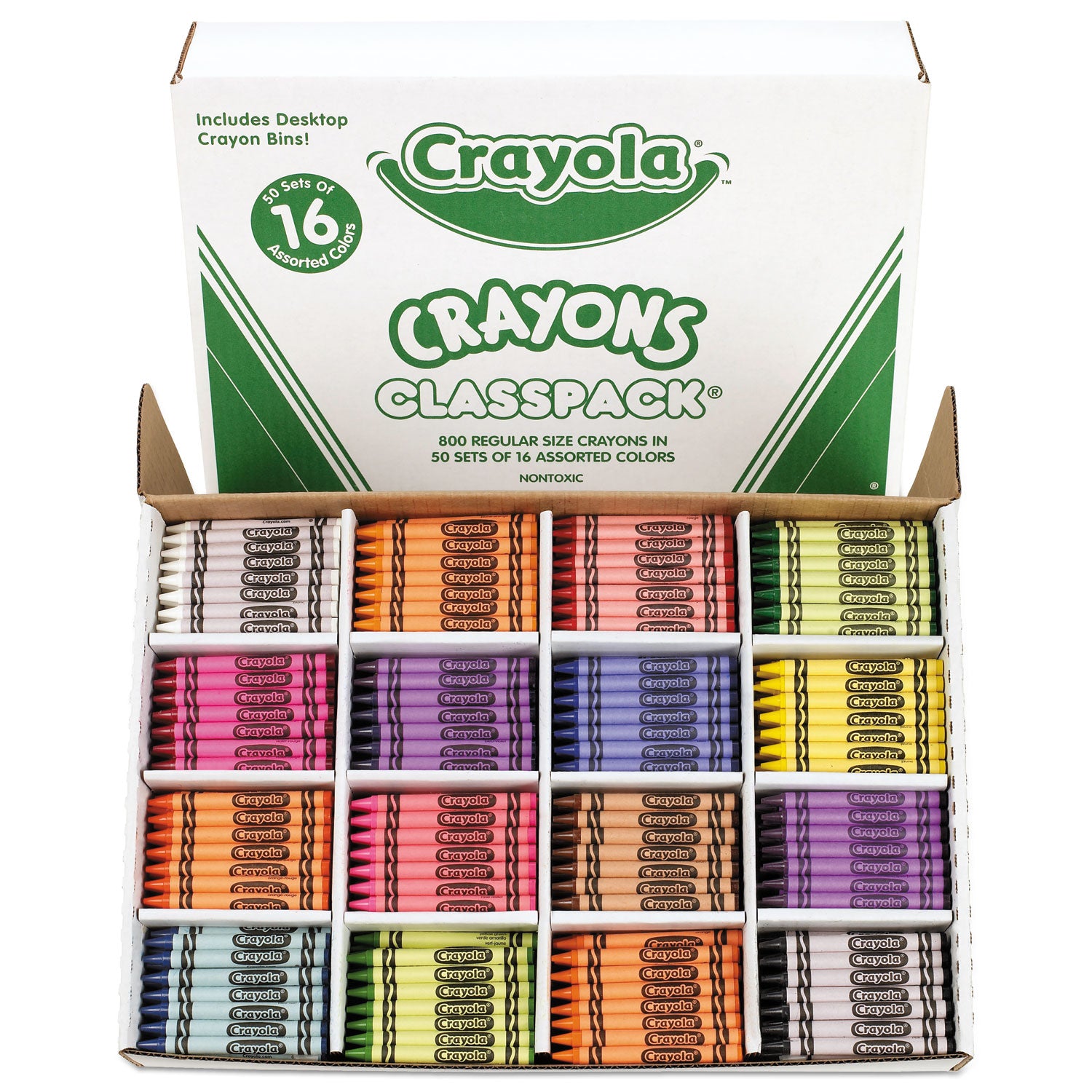 Crayola Classpack Regular Crayons, 16 Colors, 800/Box (528016)