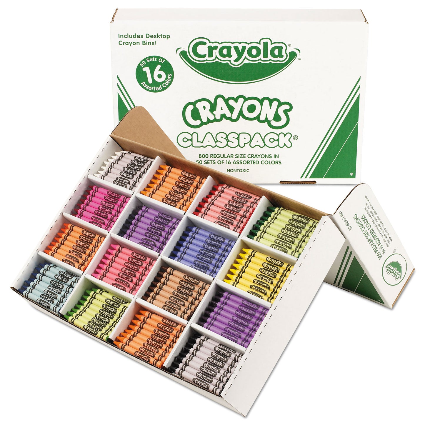 Crayola Classpack Regular Crayons, 16 Colors, 800/Box (528016)