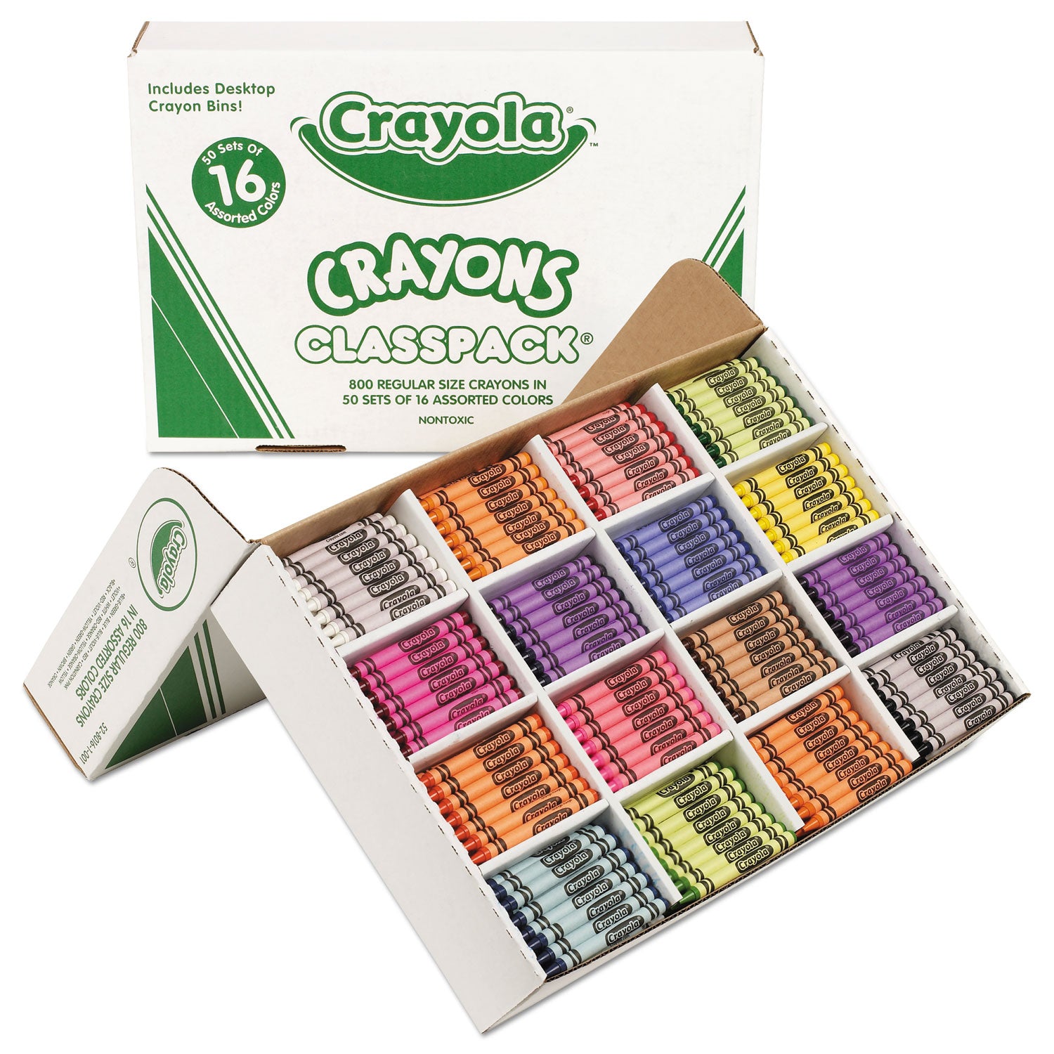 Crayola Classpack Regular Crayons, 16 Colors, 800/Box (528016)