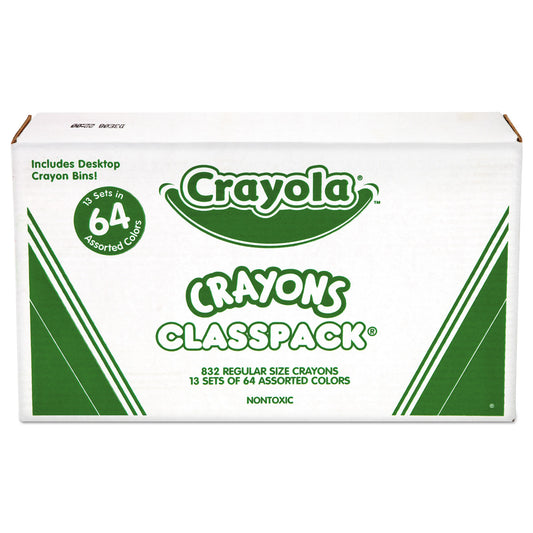 Crayola Classpack Regular Crayons, Assorted, 13 Caddies, 832/Box (528019)