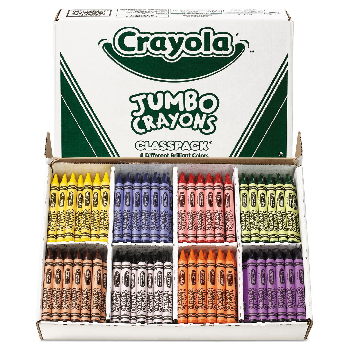 Crayola Jumbo Classpack Crayons, 25 Each of 8 Colors, 200/Set (528389)