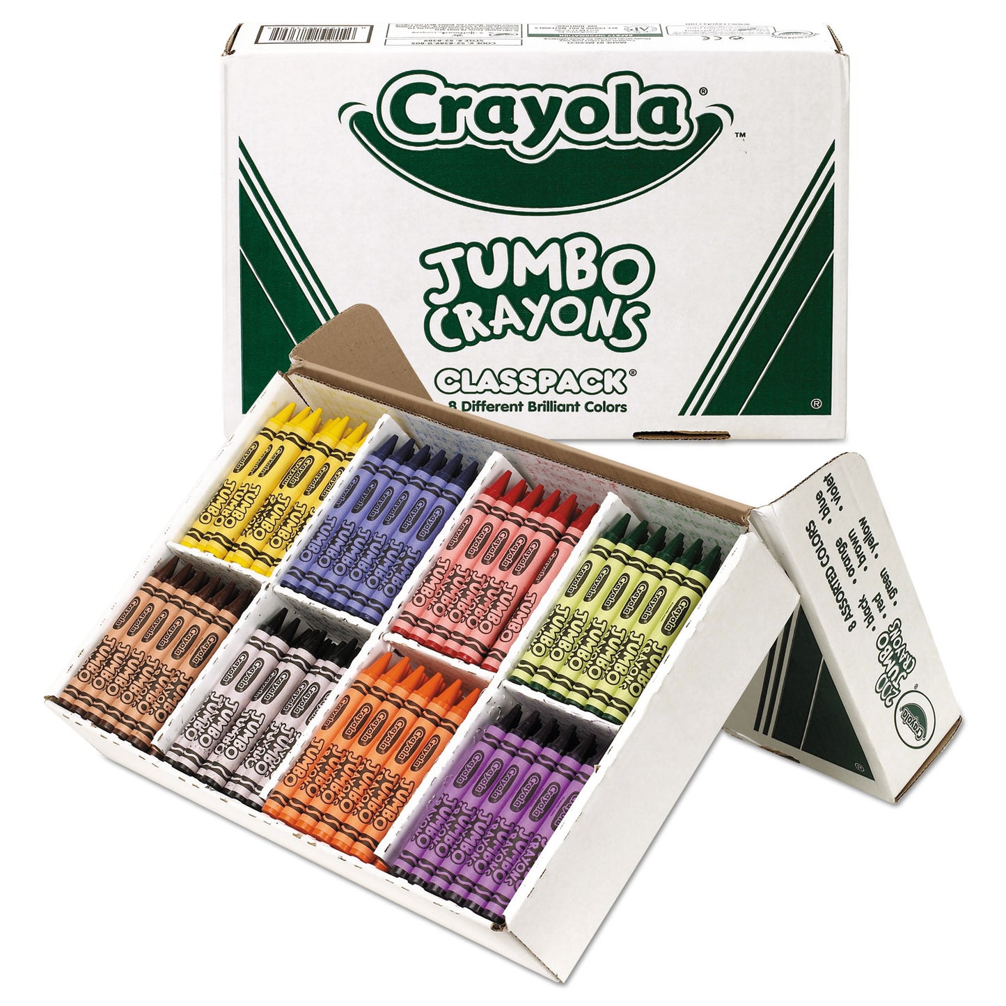 Crayola Jumbo Classpack Crayons, 25 Each of 8 Colors, 200/Set (528389)