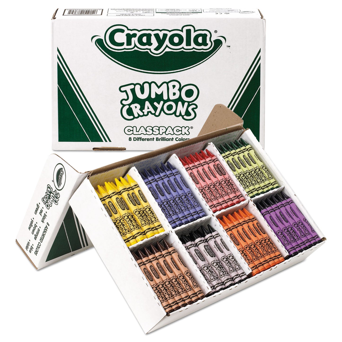 Crayola Jumbo Classpack Crayons, 25 Each of 8 Colors, 200/Set (528389)