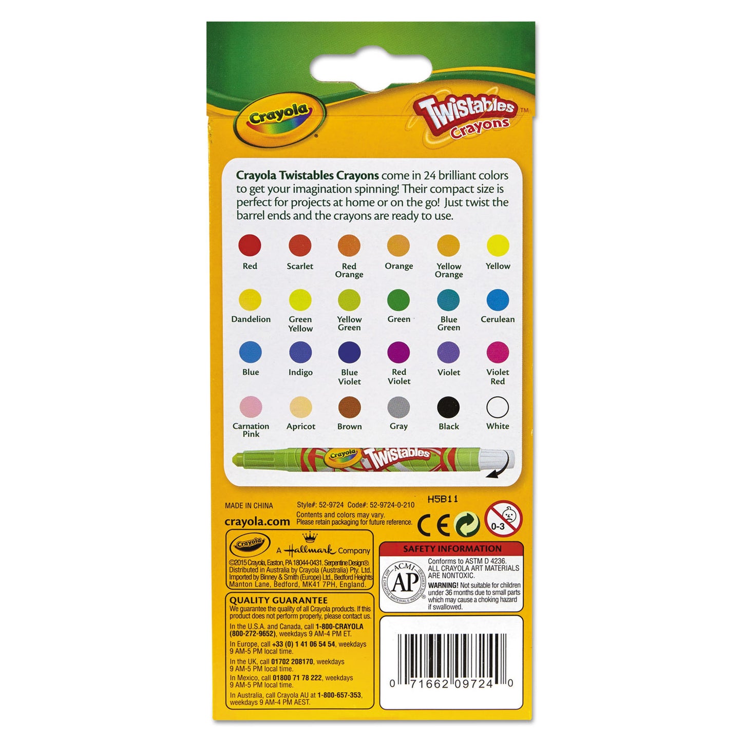 Crayola Twistables Mini Crayons, 24 Colors/Pack (529724)